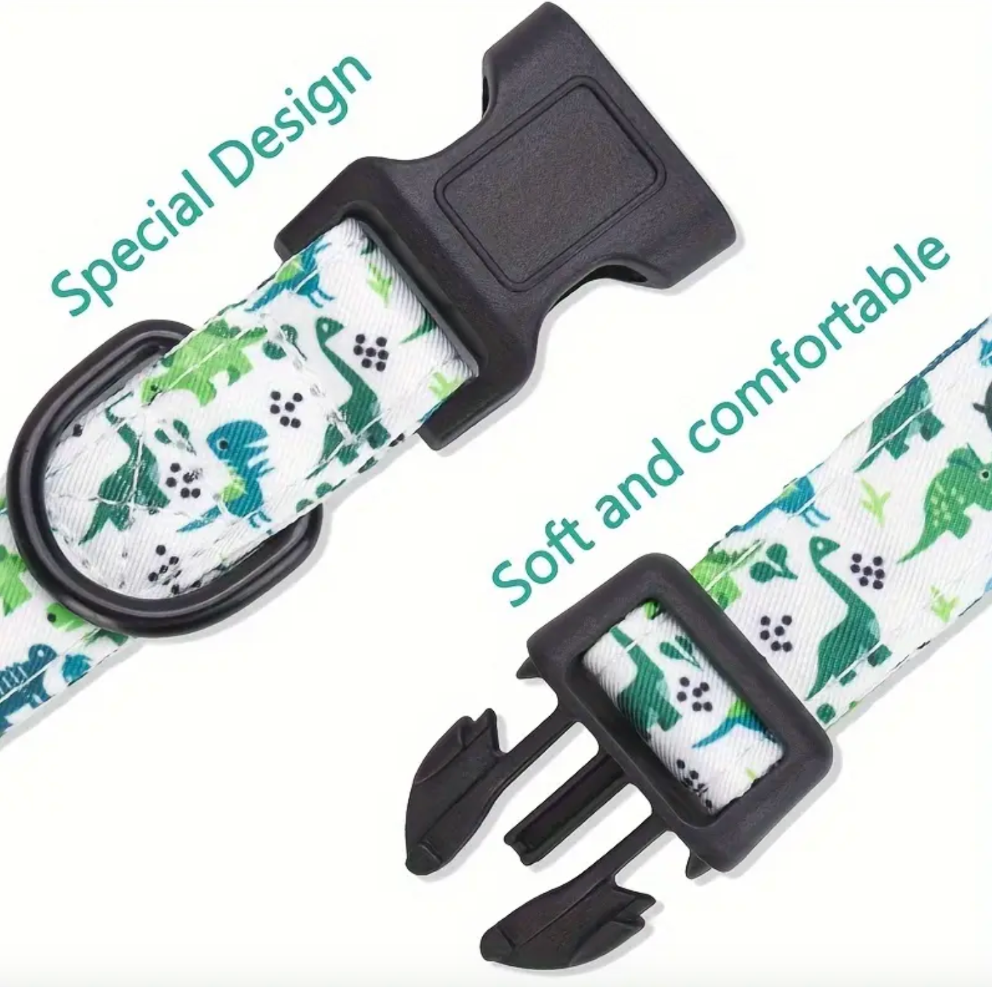 Dinosaur Print Dog Collar and Leash Set