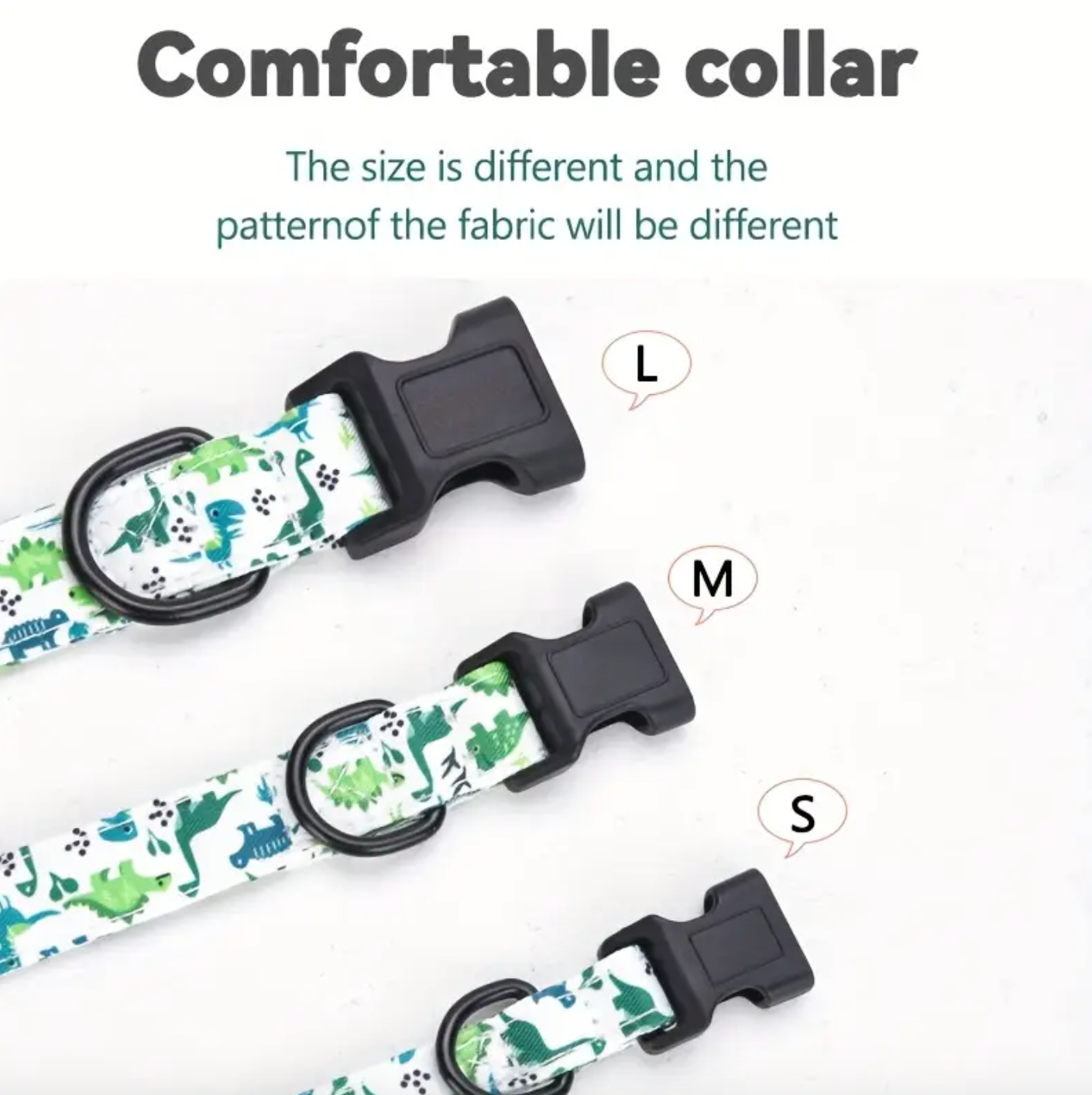 Dinosaur Print Dog Collar and Leash Set