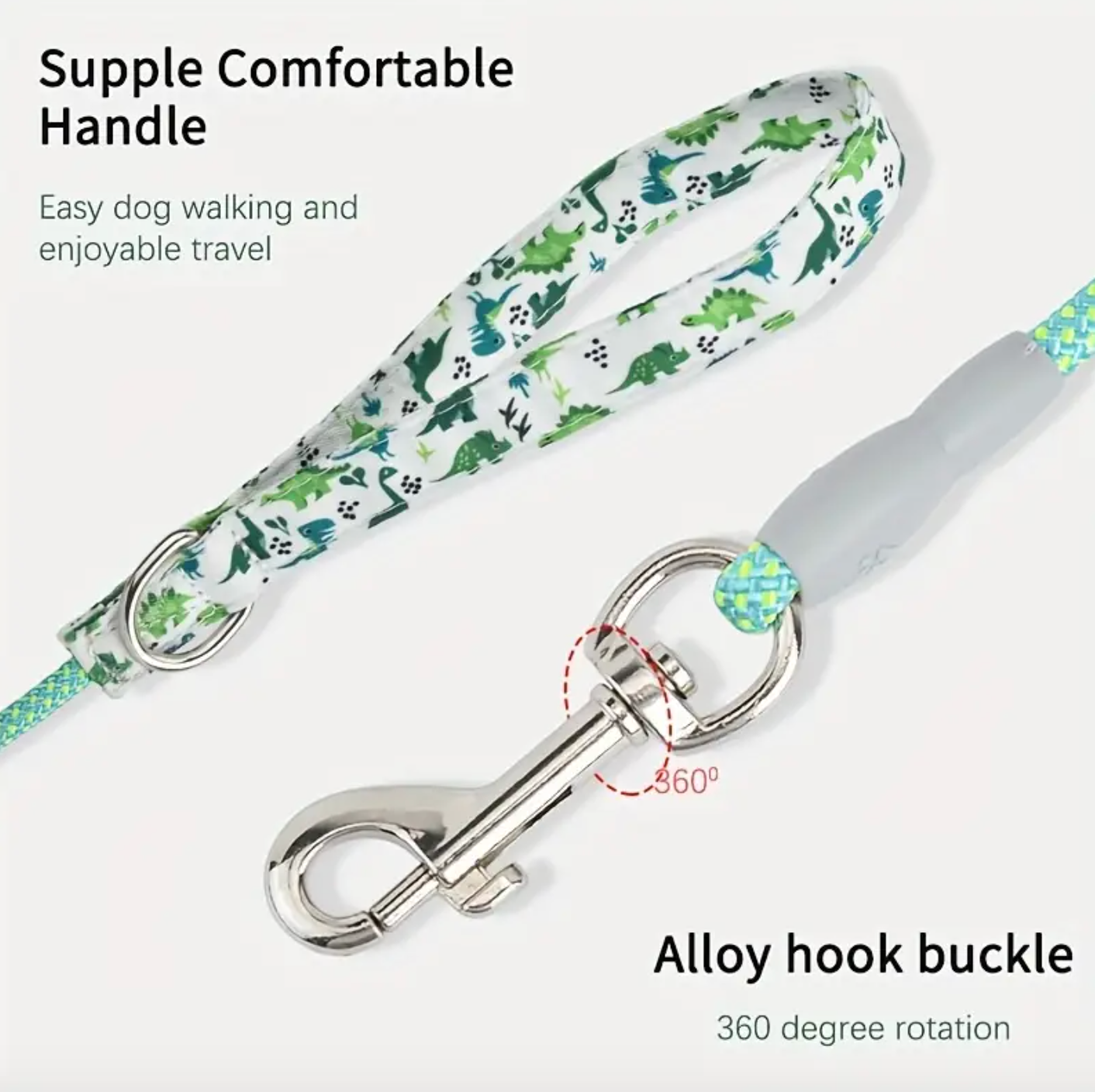 Dinosaur Print Dog Collar and Leash Set