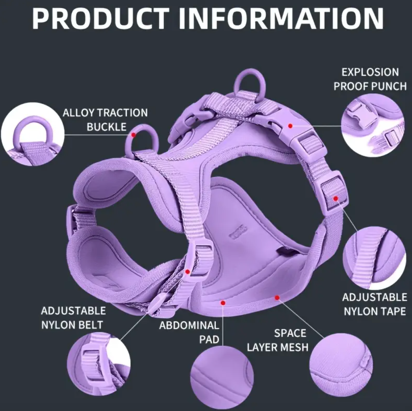 Violet Lightweight Dog Harness