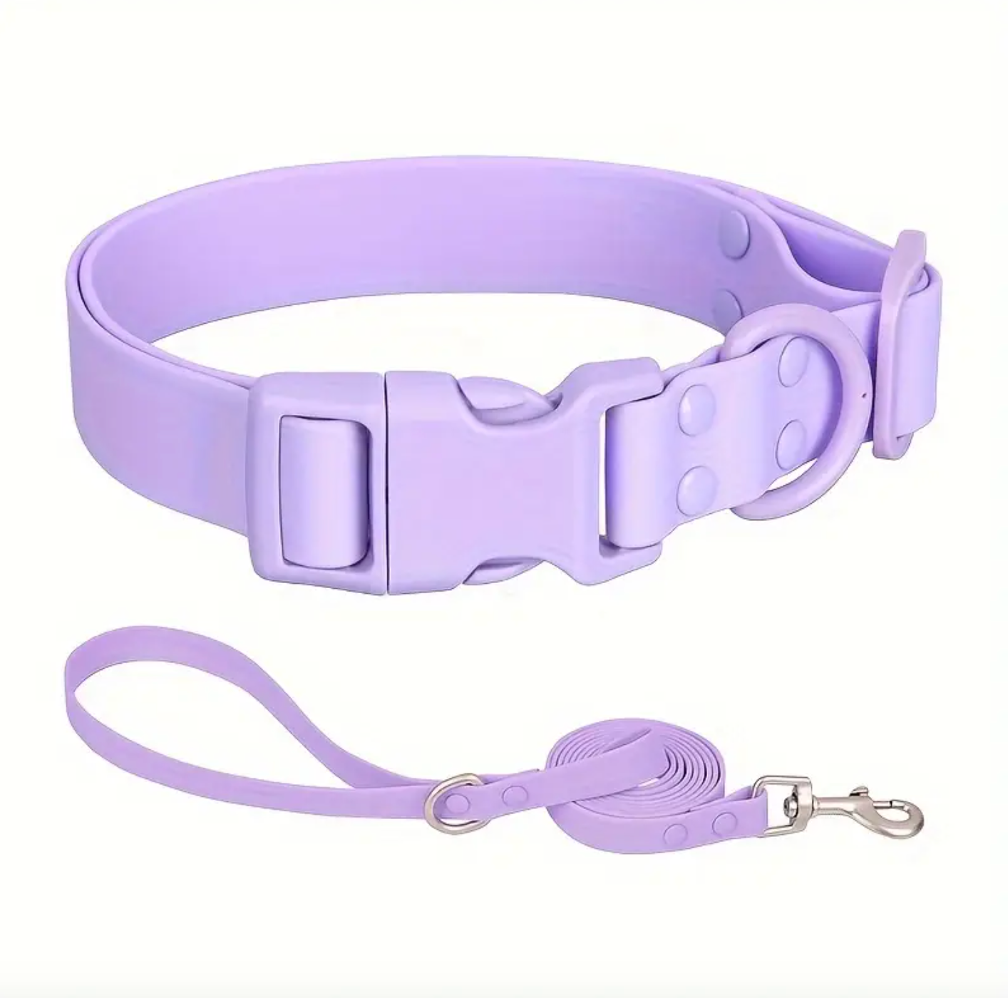 Purple Waterproof rust-proof Easy to clean Comfortable PVC Pet dog Collar Leash Set
