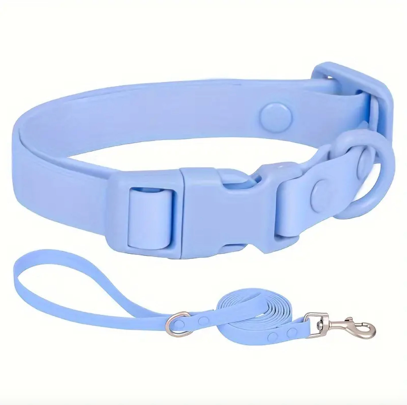 Light Blue Waterproof rust-proof Easy to clean Comfortable PVC Pet dog Collar Leash Set