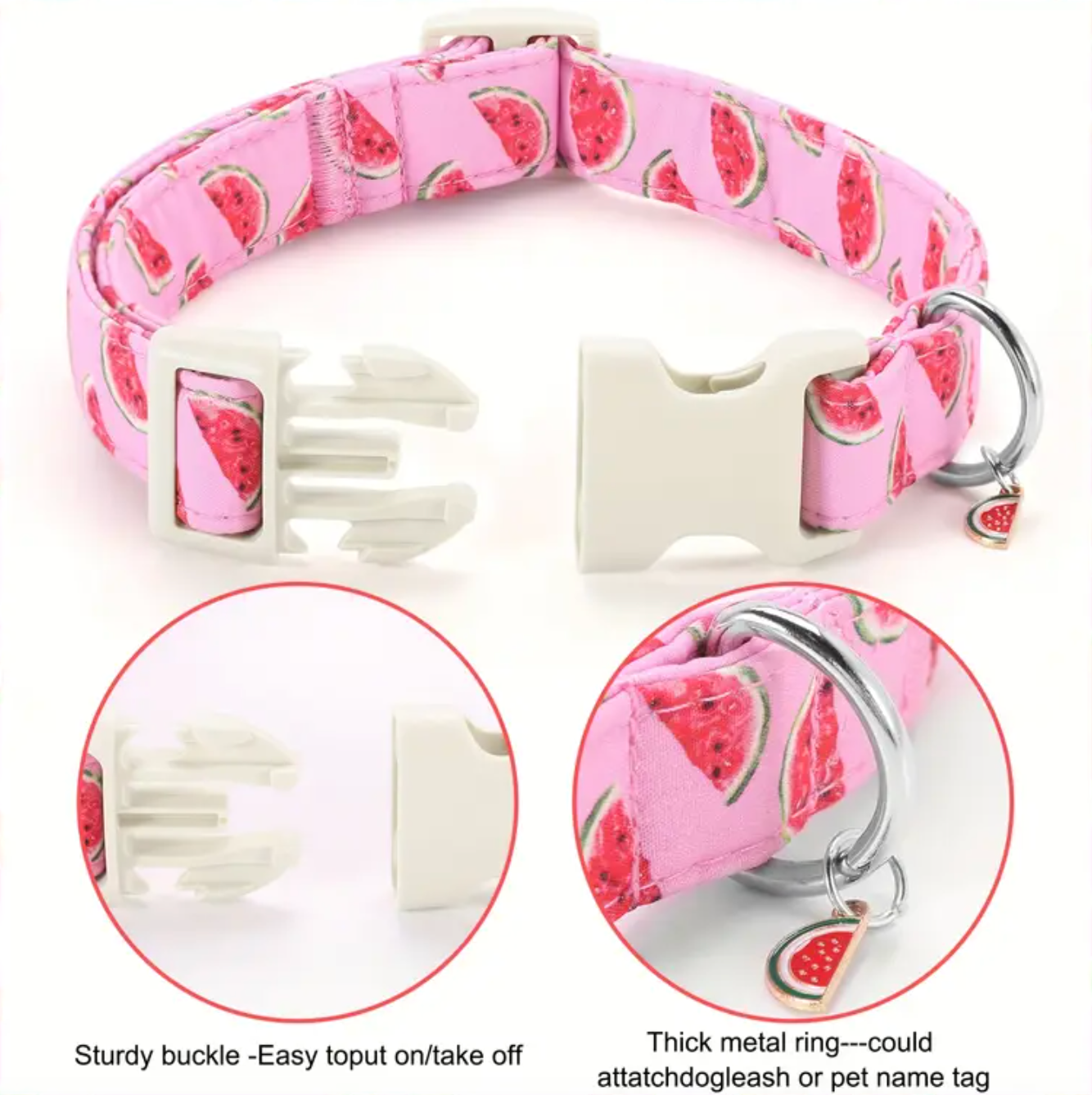 Watermelon-Themed Polyester Dog Collar