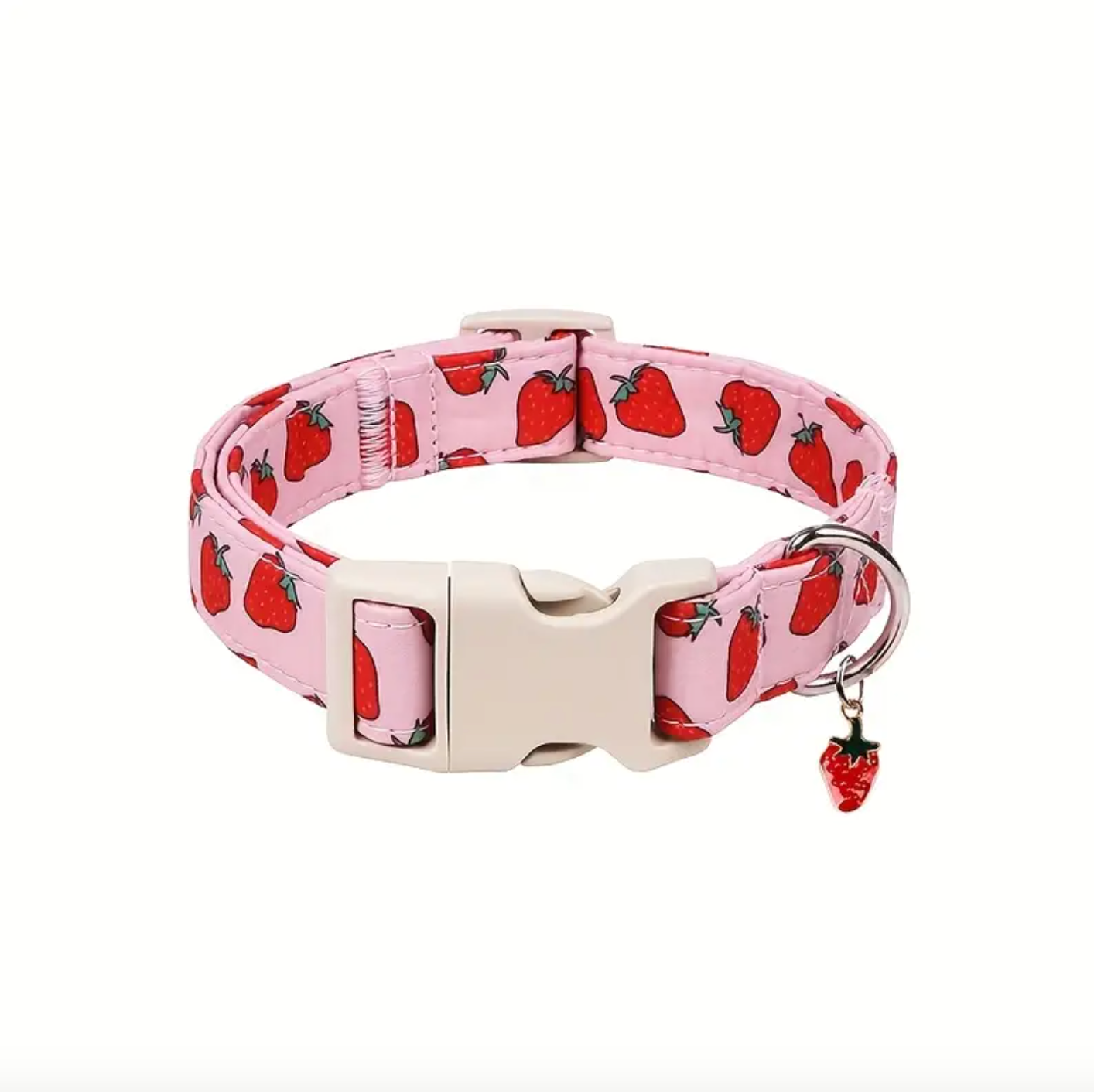 Pink Strawberry Pattern Dog Collar